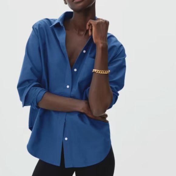 Everlane Deep Blue Relaxed Oxford Shirt sz 2 - Picture 1 of 4